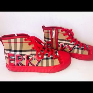 Burberry Kingly Graffiti-Logo Check Hightops